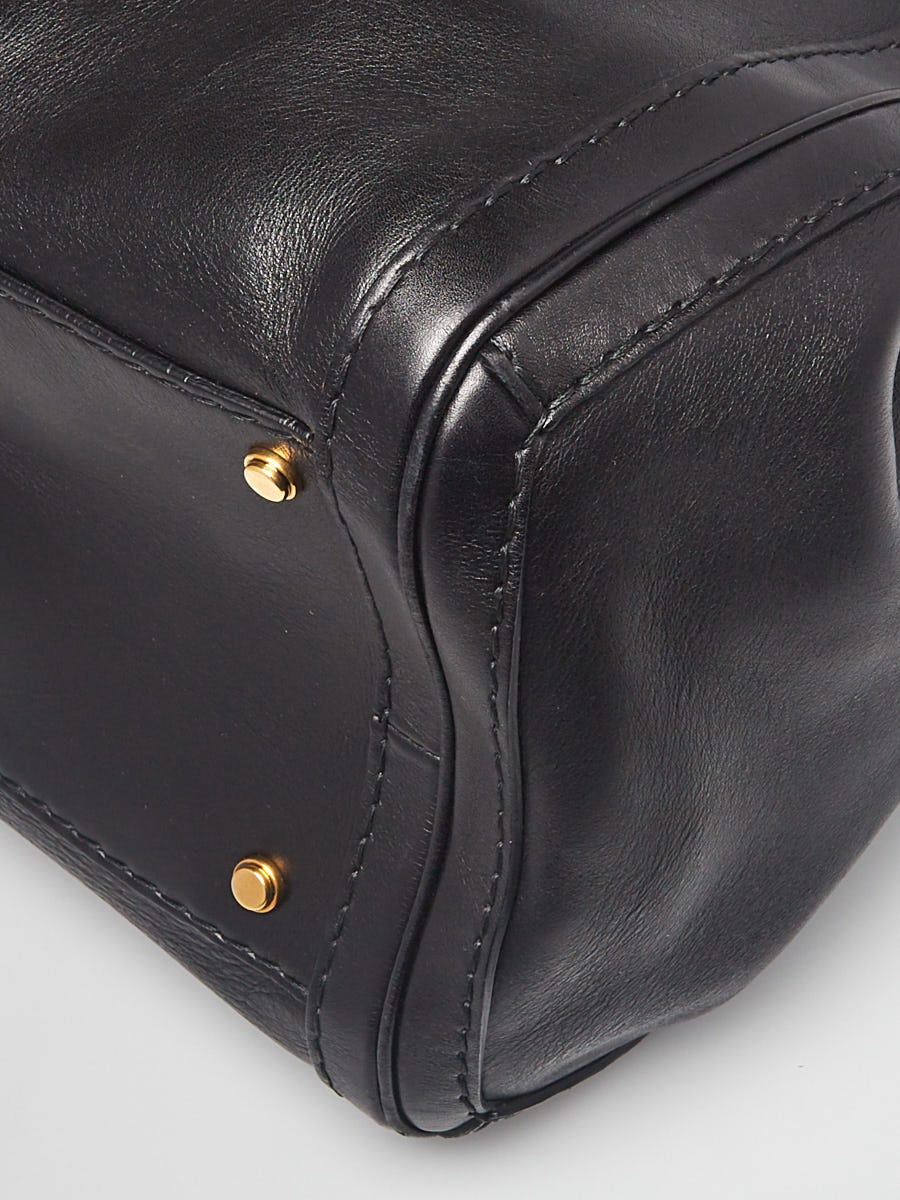 RO-4293　gog Gucci Black Leather GG Running Large Tote Bag | Yoogi's Closet