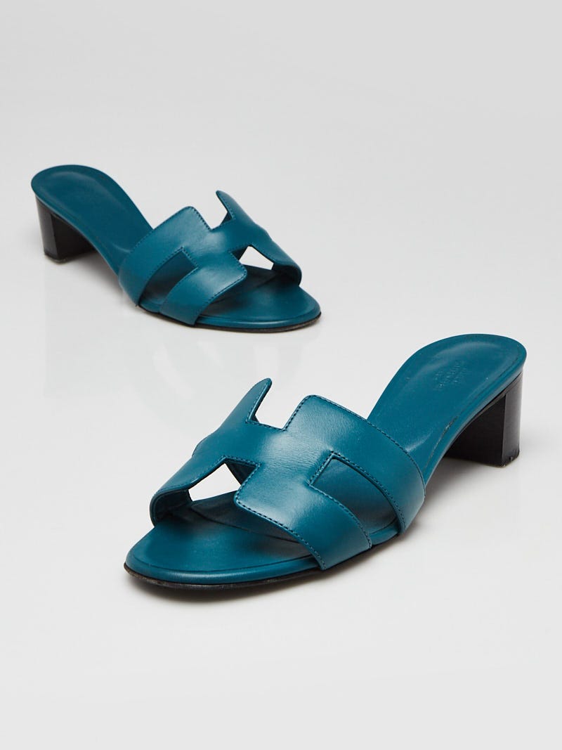 Hermes Vert Bosphore Calfskin Leather Oasis Sandals Size 8.5/39 - Yoogi's  Closet