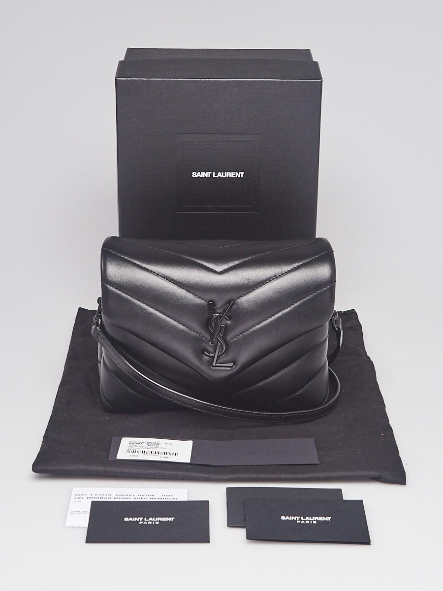 Yves Saint Laurent Black Chevron Quilted Leather Emmanuelle Chain Bucket  Bag - Yoogi's Closet