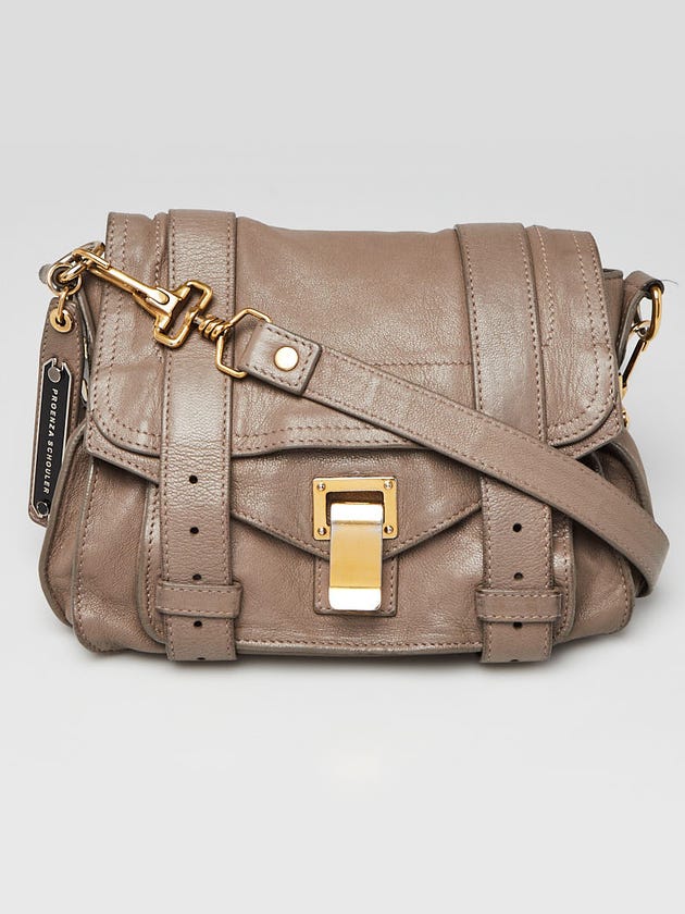 Proenza Schouler Grey Leather PS1 Pouch Bag