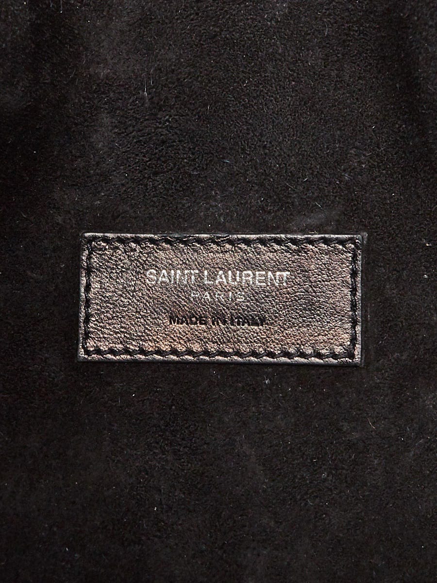 Yves Saint Laurent Black Textured Patent Leather Medium Sac
