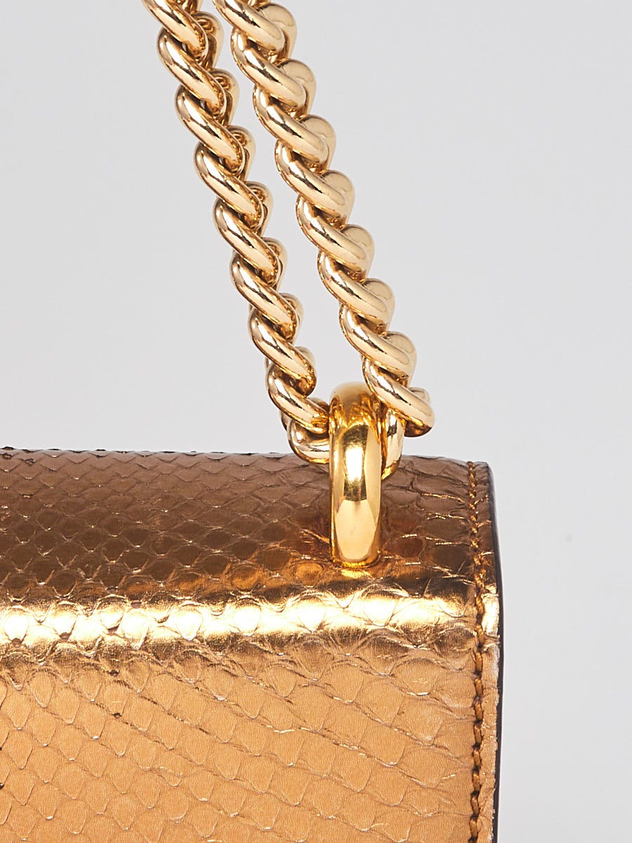 Gucci Gold/Brown Python Padlock Small Shoulder Bag | Yoogi's
