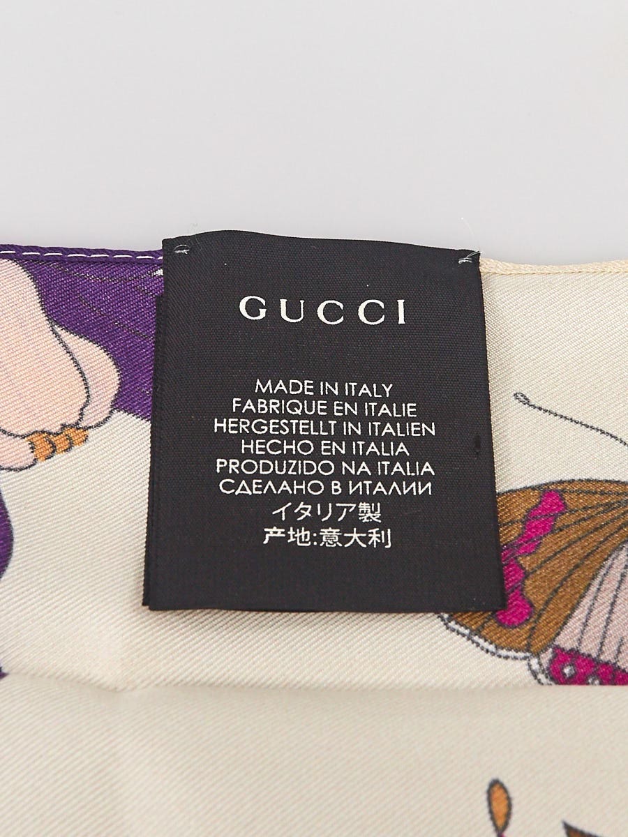 Gucci White/Multicolor Silk Gothic Floral Print Bandeau