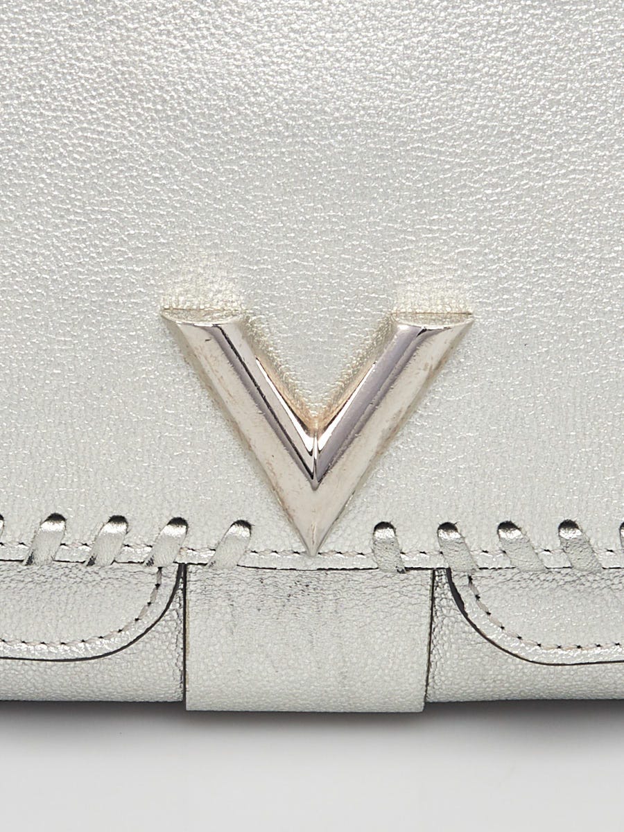 Louis Vuitton Silver Metallic Leather Braided Around Very Chain