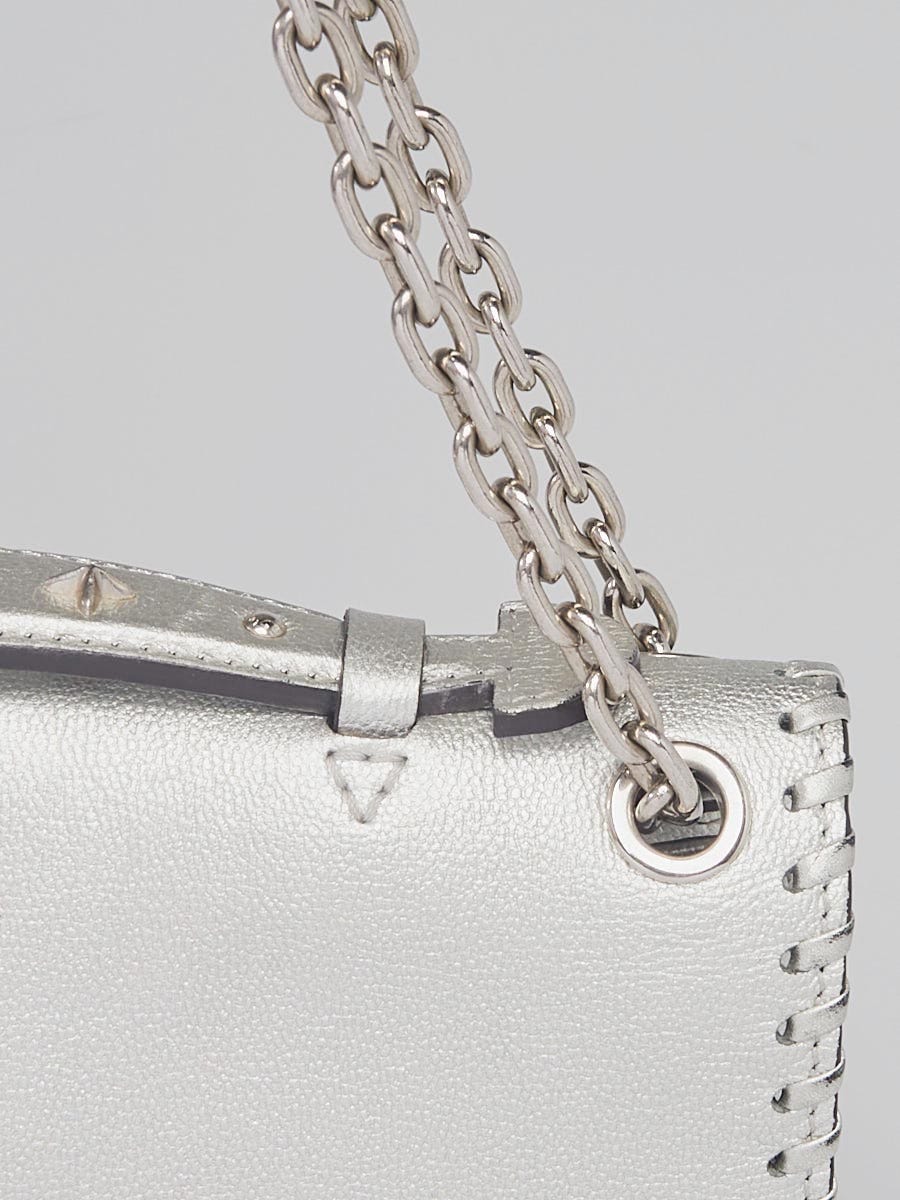 Louis Vuitton Silver Metallic Leather Braided Around Very Chain