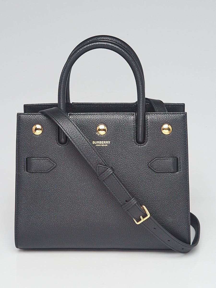 Burberry Black Pebbled Leather Baby Title Tote Bag Yoogi s Closet