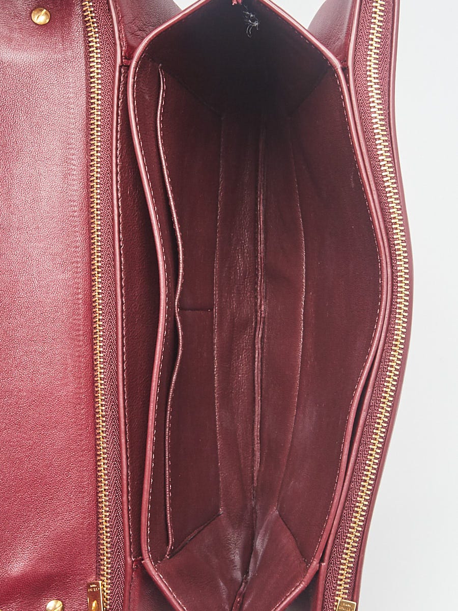 Celine Burgundy Lambskin Leather Coin Flap Bag
