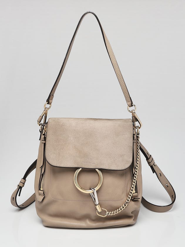 Chloe Motty Grey Leather/Suede Medium Faye Backpack