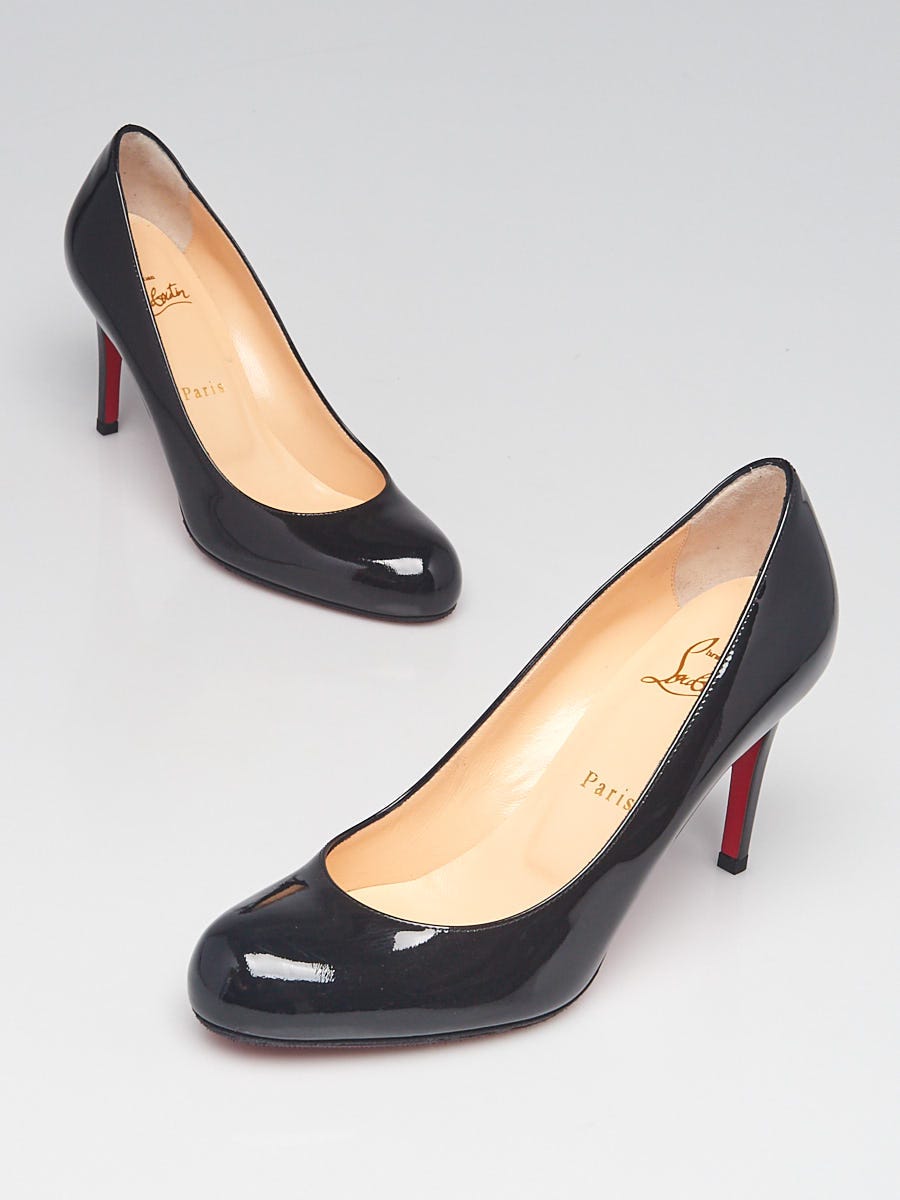 海外ブランド  Louboutin Christian Black Pumps 85 Simple Leather Patent 靴