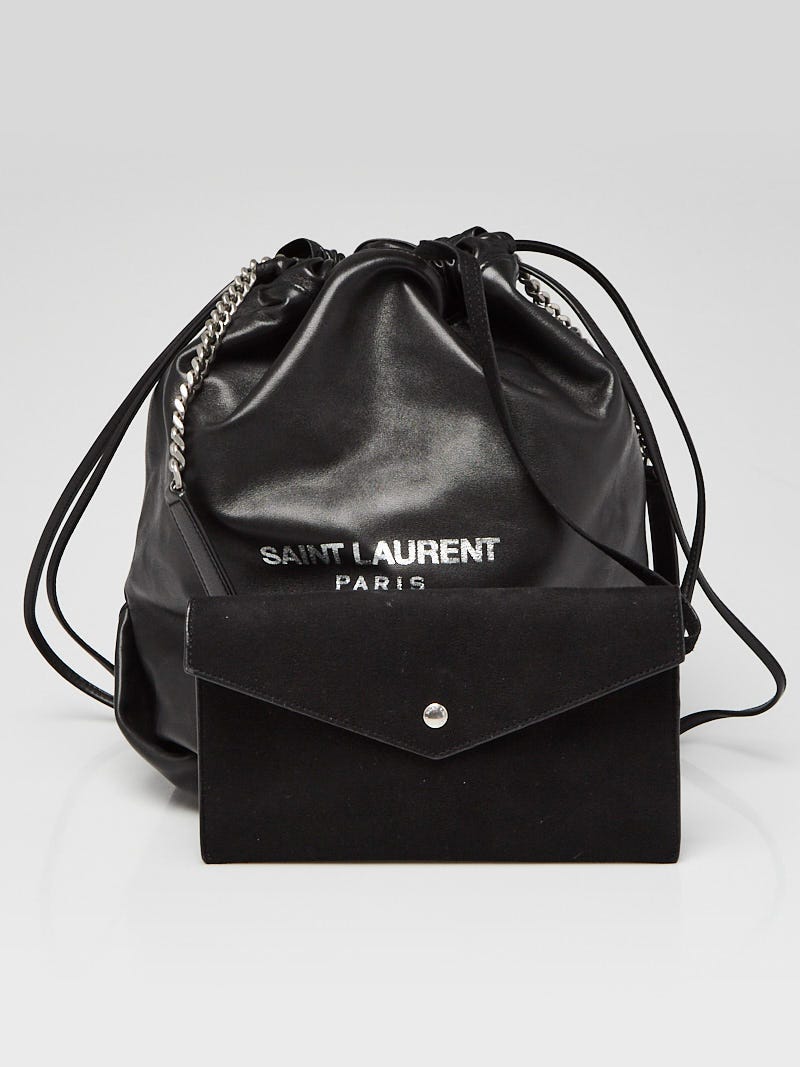 Yves Saint Laurent Black Lambskin Leather Teddy Bucket Bag