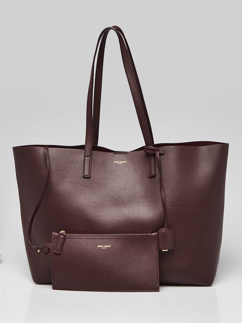 Yves Saint Laurent Burgundy Leather Large Shopping Tote Bag