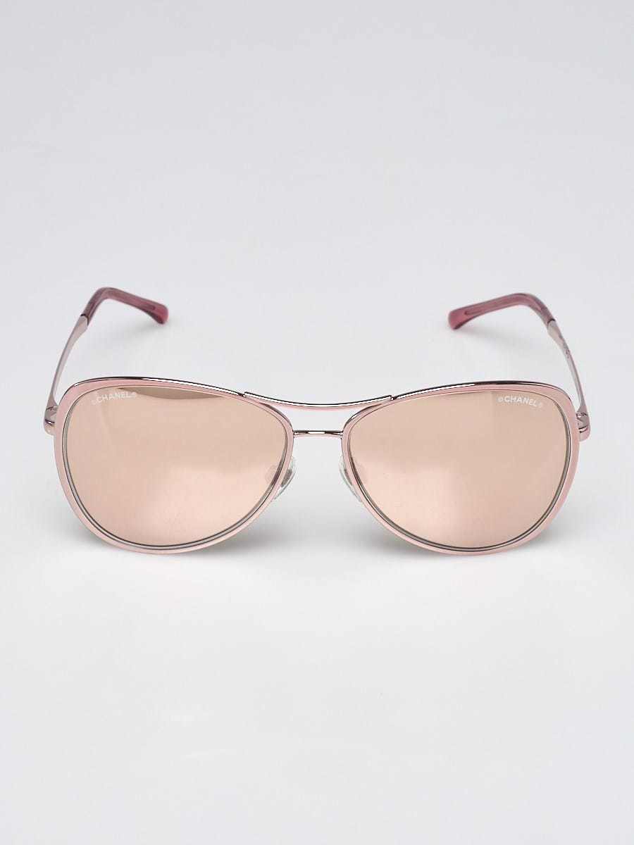 Chanel Rose Gold Mirror Summer Pilot Sunglasses - 4223 - Yoogi's Closet