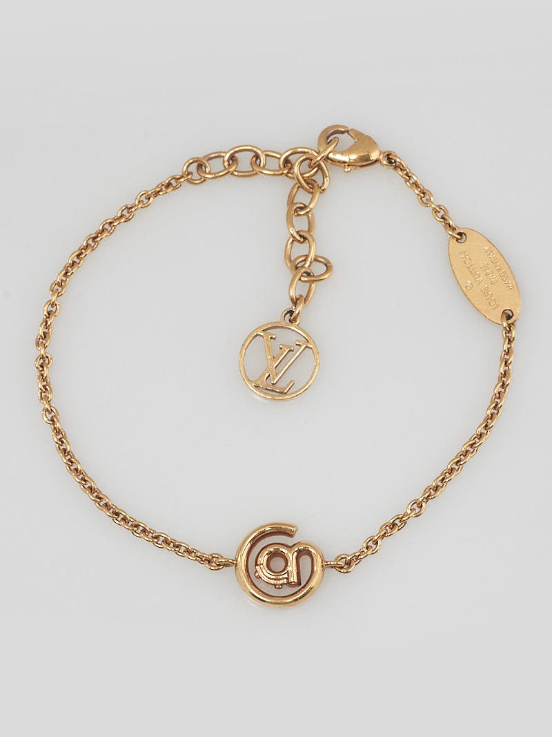 Louis Vuitton Goldtone Metal LV Me Number 2 Bracelet - Yoogi's Closet