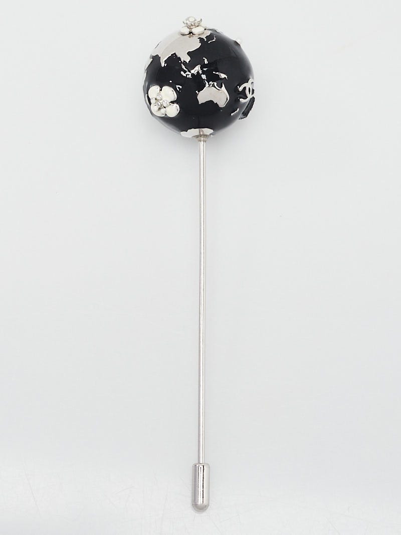 Chanel Black Resin/Metal Globe Stick Pin - Yoogi's Closet