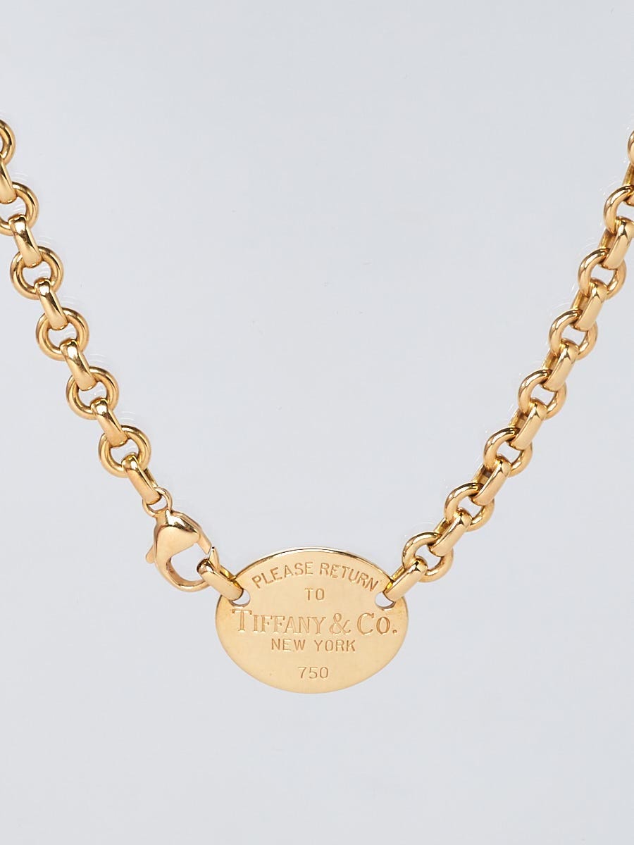 Tiffany Co. 18k Gold Return to Tiffany Oval Tag Choker Necklace