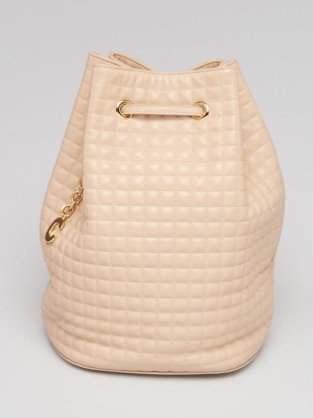 Celine Beige Quilted Calfskin Leather Small C Backpack Bag