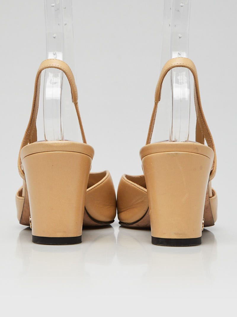 Leather heels Chanel Beige size 7.5 US in Leather - 46219519