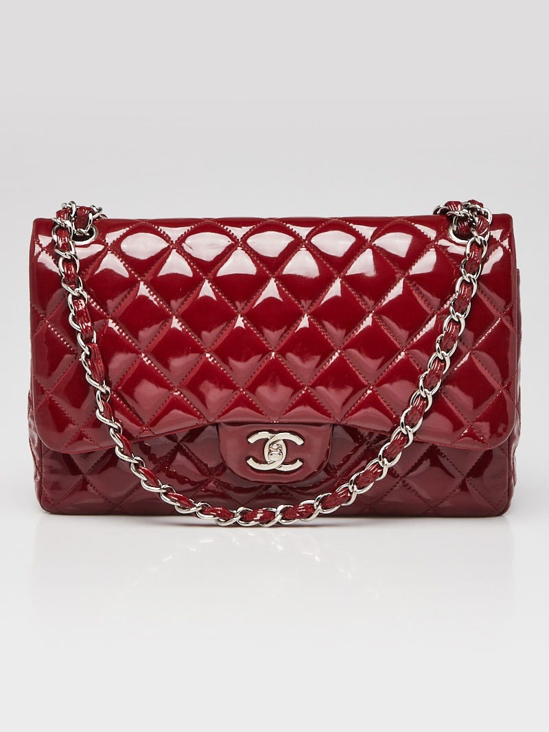 Chanel Jumbo Red Quilted Patent Classic Double Flap by Ann's Fabulous Finds