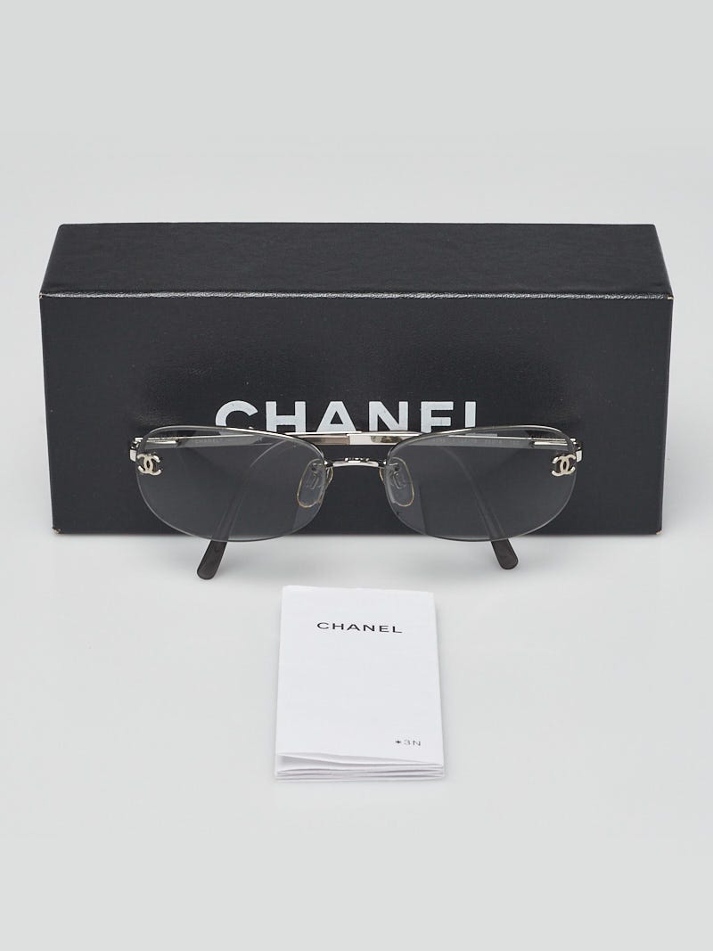Chanel Silver Metal Frame Black Tint CC Logo Sunglasses-4099 Chanel Silver Metal Frame Black Tint CC Logo Sunglasses-4099