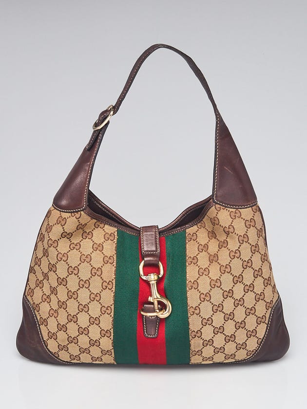 Gucci Beige/Ebony GG Fabric Jackie O Bouvier Medium Hobo Bag