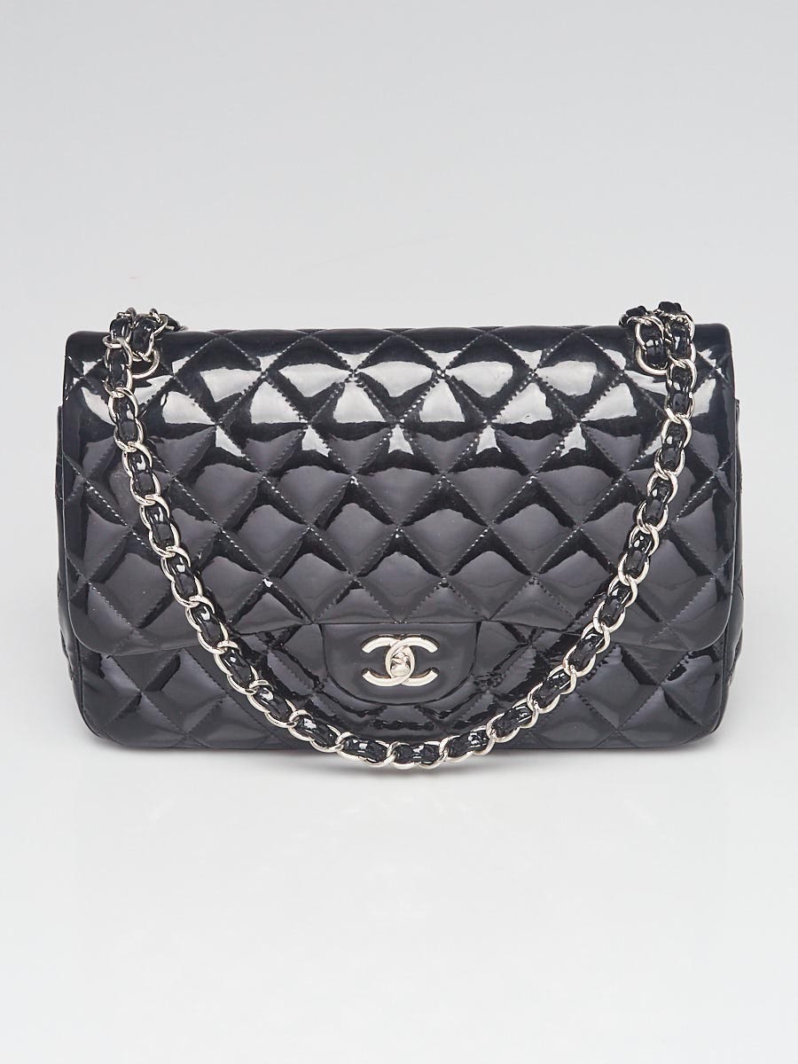 Chanel Black Quilted Patent Leather Classic Jumbo Double Flap Bag - Yoogi's  Closet