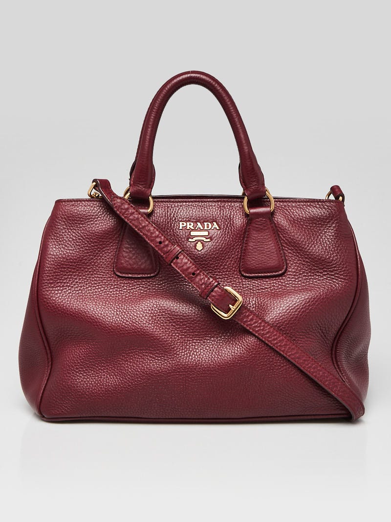 Prada Dark Red Vitello Daino Leather Tote Bag BN2579 Yoogi s Closet