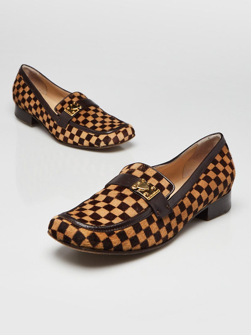 Louis Vuitton Damier Pony Hair Loafers Louis Vuitton Brown Beige Damier Sauvage Pony Hair & Leather  main image 4