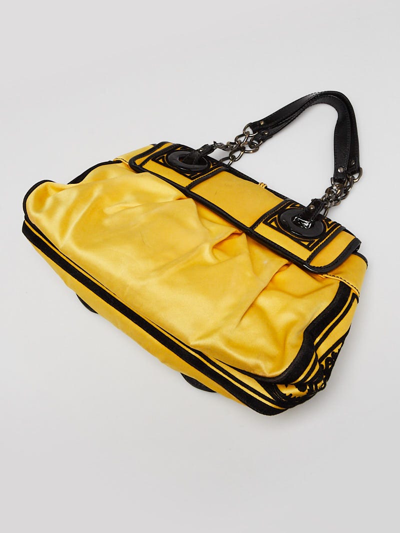 Fendi Yellow/Black Satin/Patent Leather B Bag - 8BN165 | Yoogi's