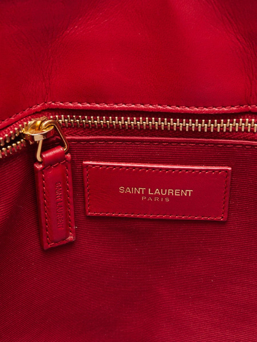 Yves Saint Laurent Red Quilted Grained Leather Monogram