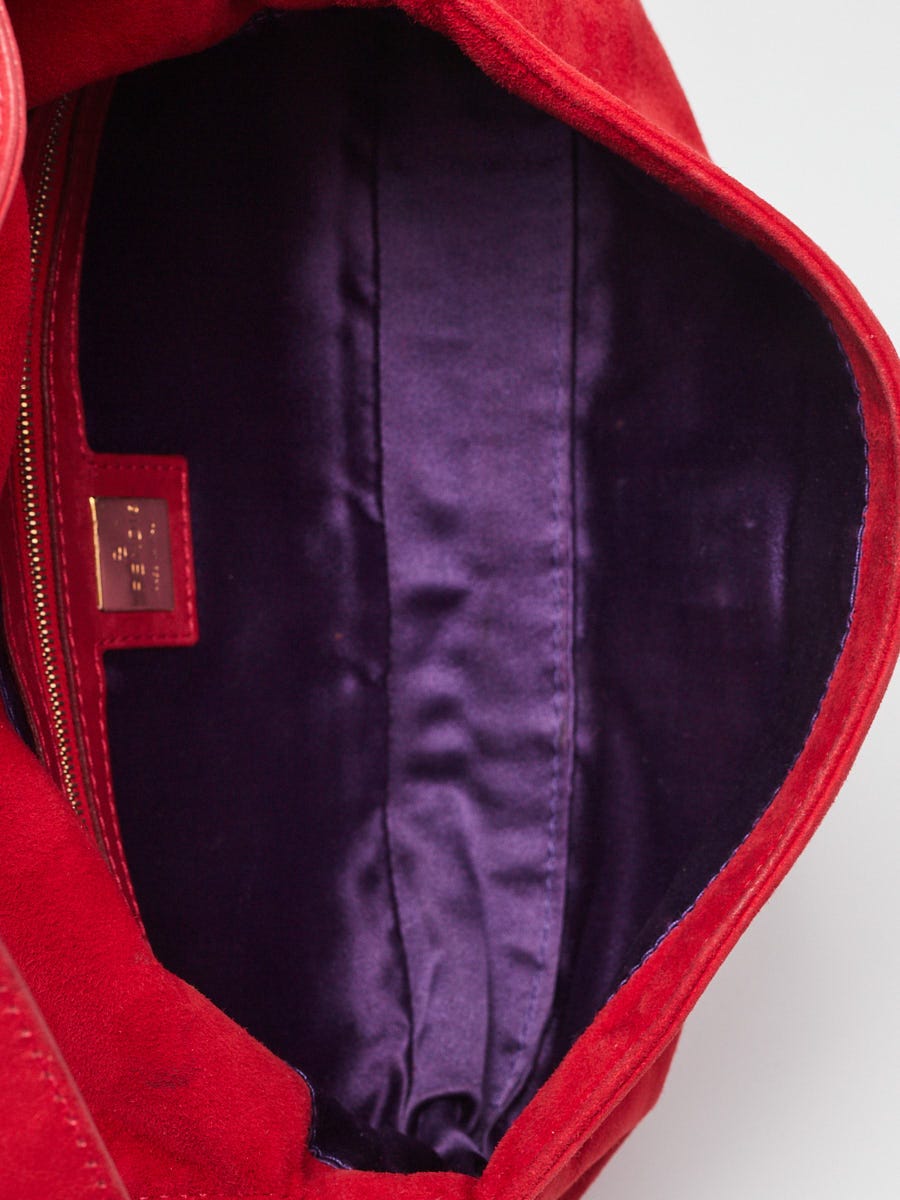 Fendi Red Suede Baguette Bag | Yoogi's Closet