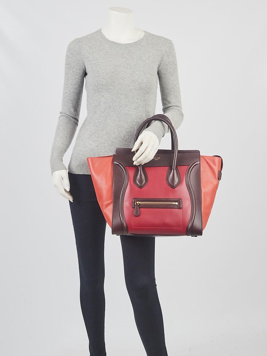 Celine Tricolor Smooth Calfskin Leather Mini Luggage Tote Bag
