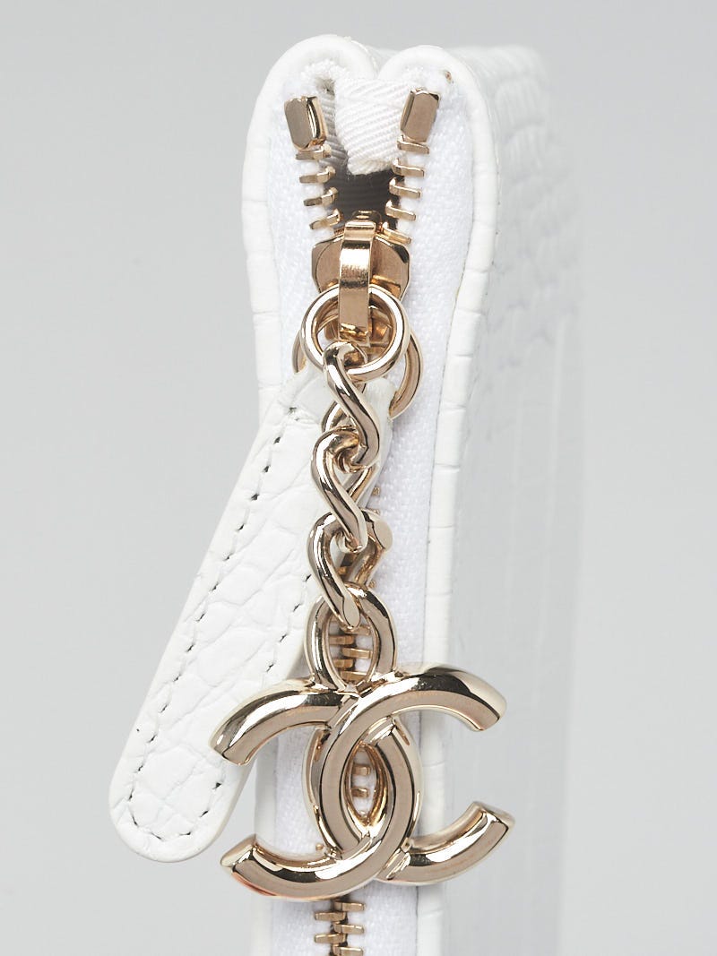 Chanel White Crocodile Embossed Leather Mademoiselle Gabrielle