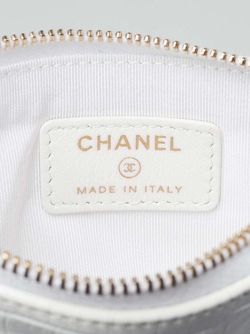 Chanel White Crocodile Embossed Leather Mademoiselle Gabrielle