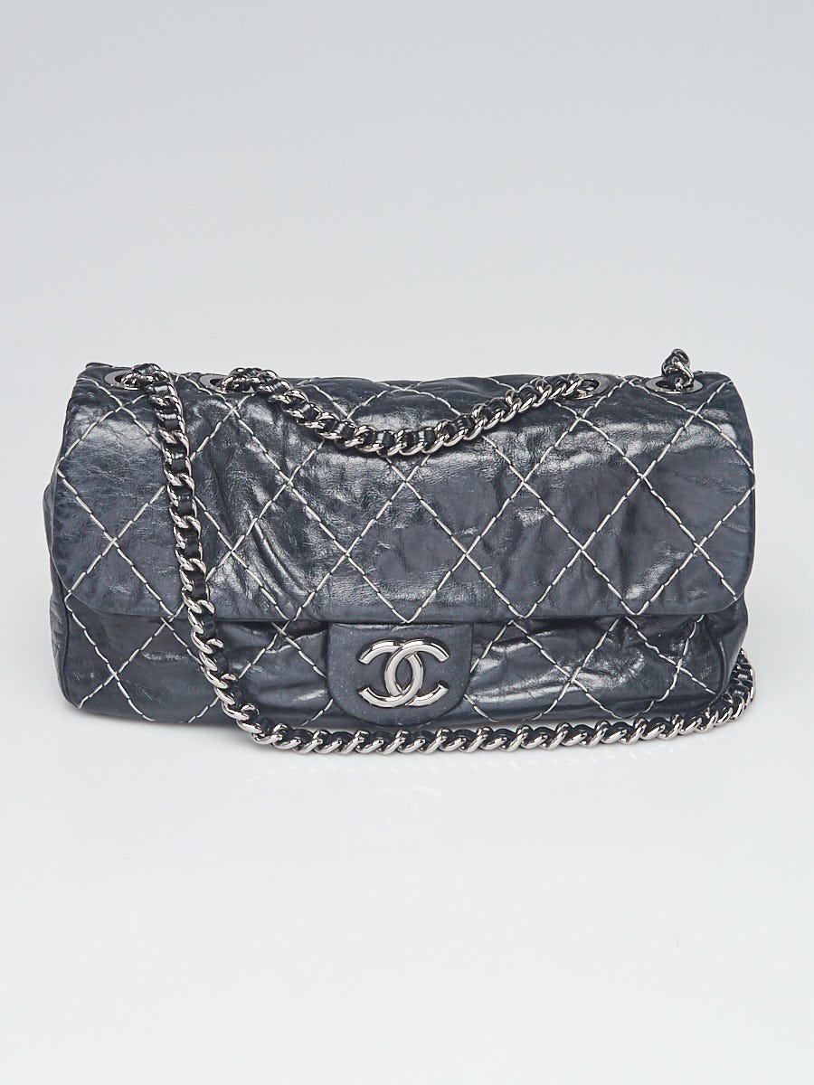 Chanel Classic Stitched CC Bowler Beige Caviar Quilted Leather