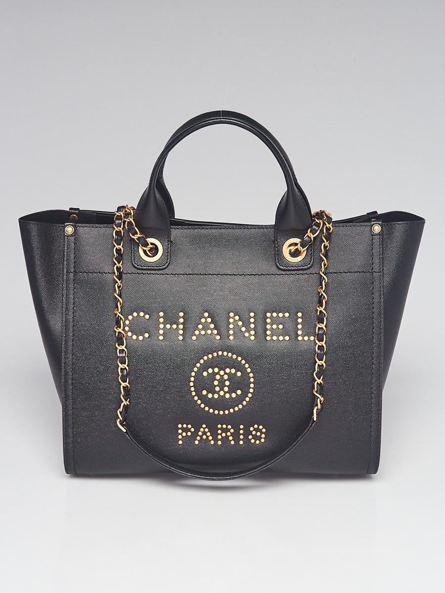 Chanel Caviar Leather Studded Deauville Tote Bag - Yoogi's Closet