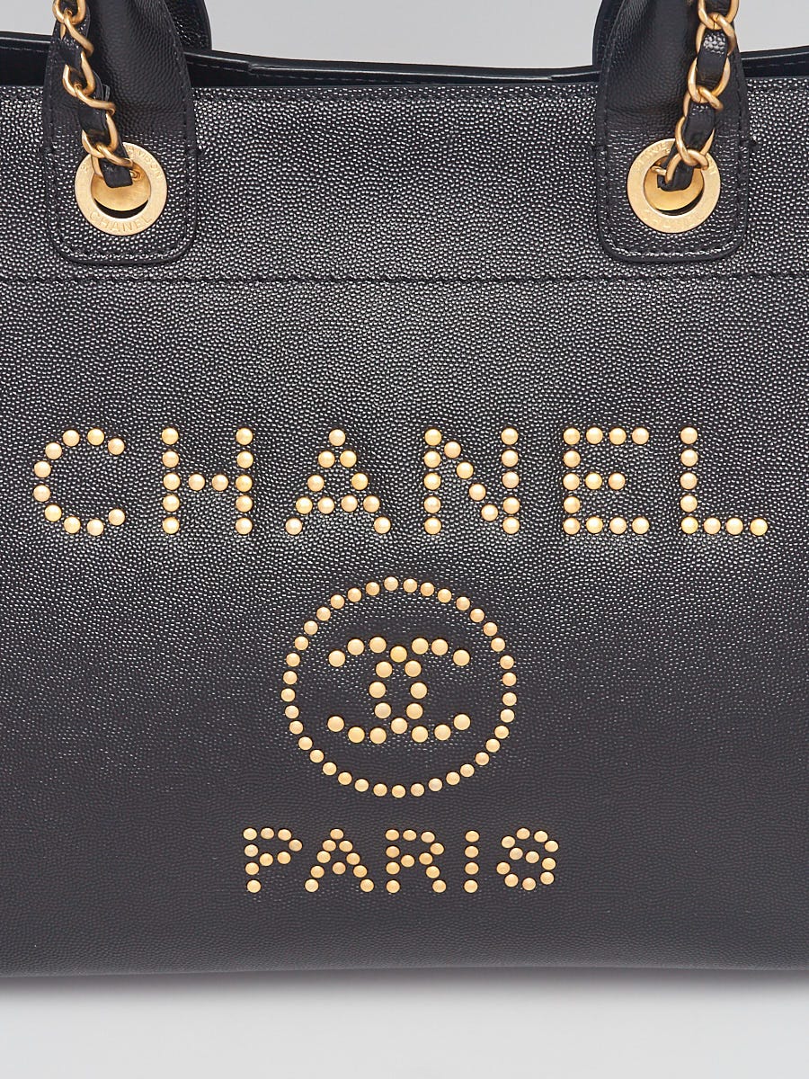 NEW Chanel Deauville Studded Tote in Ivory Caviar Brazil