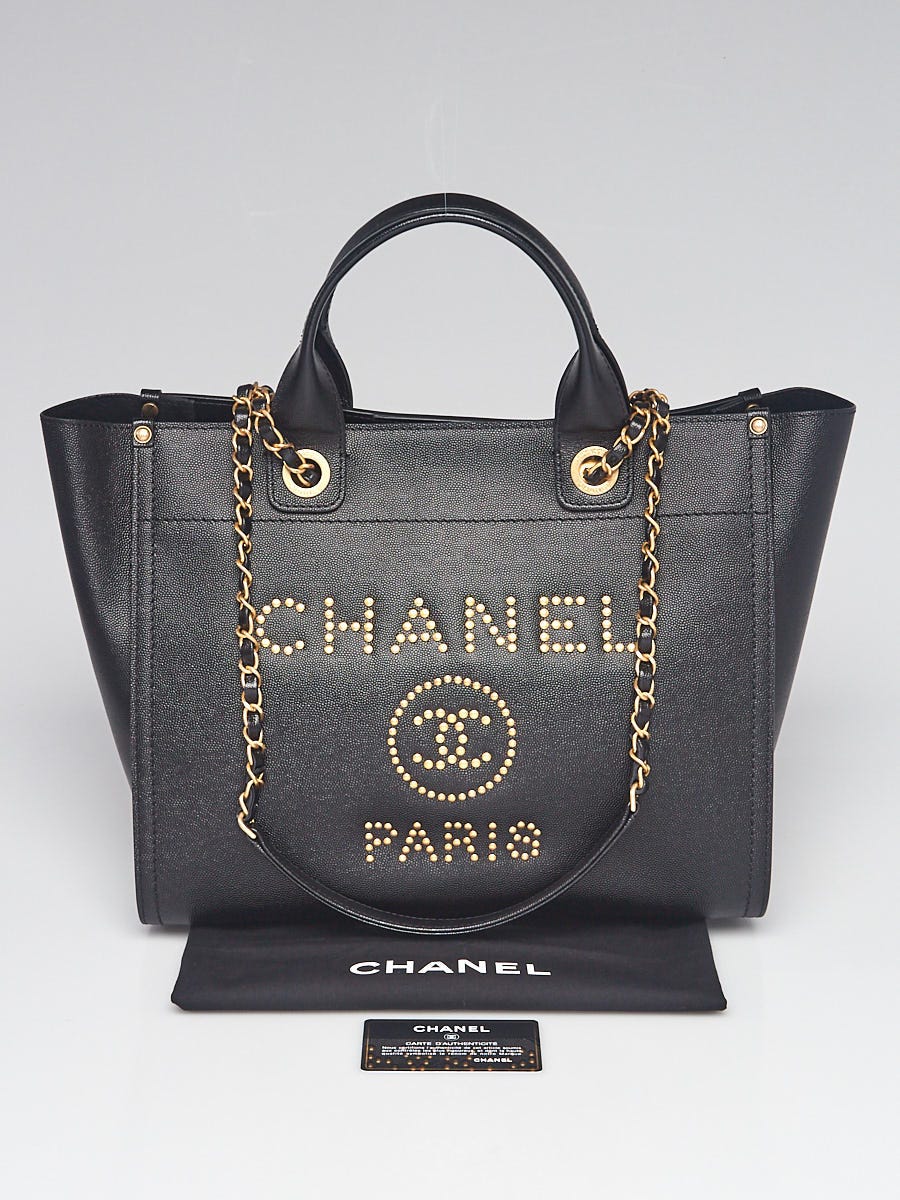 Chanel Caviar Leather Studded Deauville Tote Bag - Yoogi's Closet