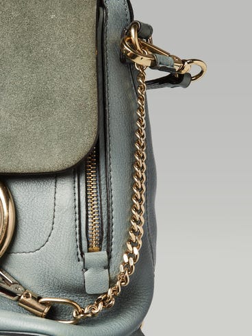 chloe mini faye backpack cloudy blue Chlo, Leather And Suede Backpack, Blue, Women Twill lining in beige Chloe Backpack Chloe Faye Suede