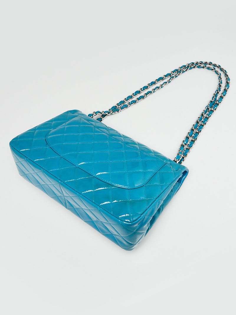 ショルダーバッグ・ポシェット × ヴィンテージ(中古) Chanel Patent Classic Jumbo Chanel Blue Quilted Patent Leather Classic Jumbo Double Flap