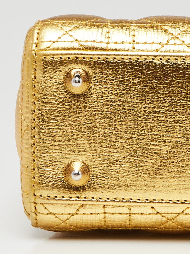Christian Dior Gold Cannage Quilted Calfskin Leather My