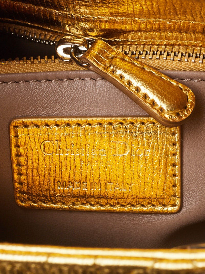 Christian Dior Gold Cannage Quilted Calfskin Leather My