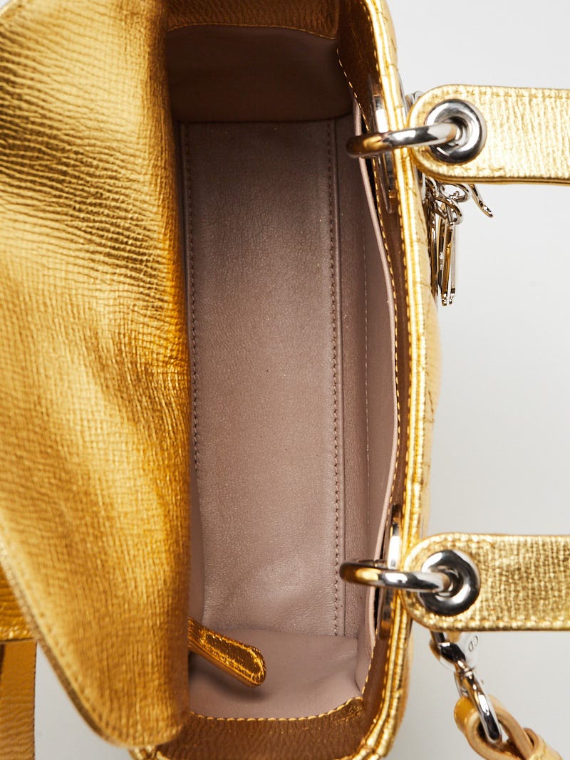 Christian Dior Gold Cannage Quilted Calfskin Leather My