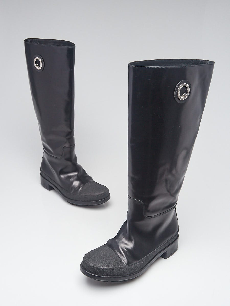 Balenciaga Black Glossed Leather Boots Size 6/36.5 - Yoogi's