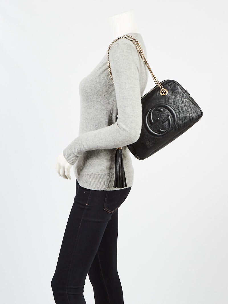 Gucci Black Pebbled Leather Soho Chain Shoulder Bag Yoogi s Closet