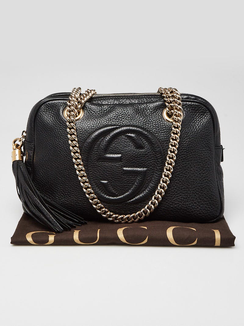 Gucci Black Pebbled Leather Soho Chain Shoulder Bag