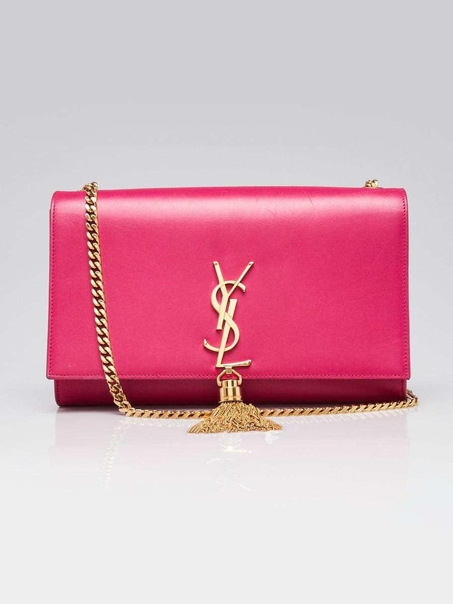 Saint Laurent Medium Kate Monogram Tassel Leather Shoulder Bag in Pink