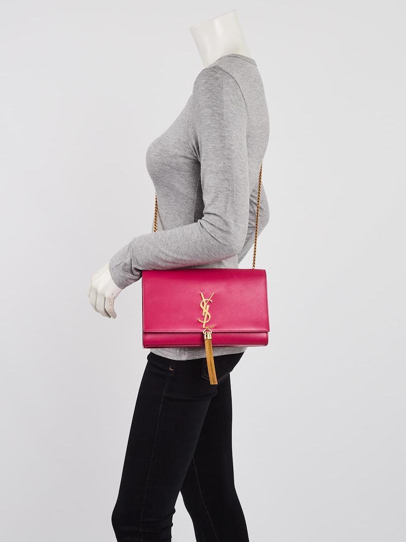 YVES SAINT LAURENT Kate Medium Leather Crossbody Bag Neon Pink