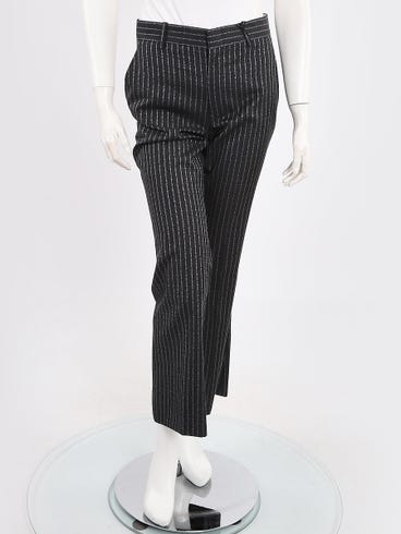 Gucci Dark Grey/Azul Striped Logo Pants Size 4/38
