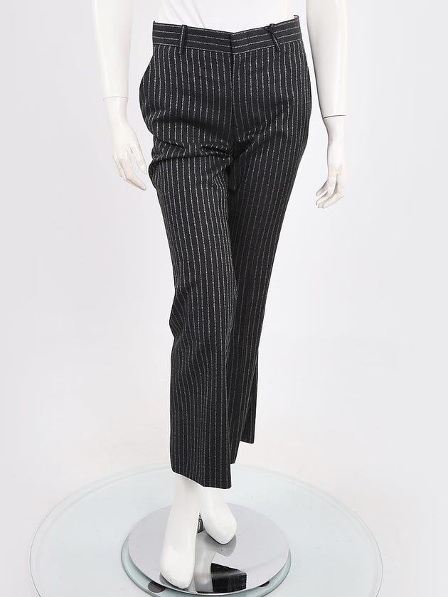 Gucci Dark Grey/Azul Striped Logo Pants Size 4/38