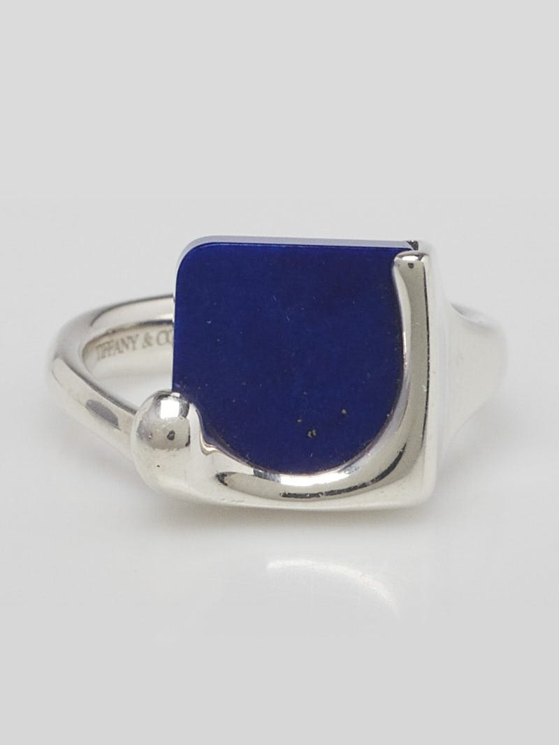 Tiffany Co. Sterling Silver and Lapis Lazuli Splash Ring Size 5.75 Yoogi s Closet